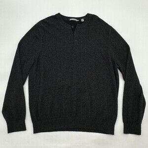 Vince Men's Size XXL Gray Wool-Cashmere Blend Henley Long Sleeve Sweater Top